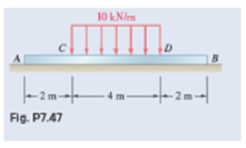 Chapter 7.2, Problem 7.47P, Assuming the upward reaction of the ground on beam AB to be uniformly distributed (a) draw the shear 