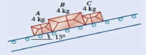 Chapter 8.1, Problem 8.13P, Three 4-kg packages A, B, and C are placed on a conveyor belt that is at rest. Between the belt and 