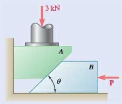 Chapter 8.2, Problem 8.56P, Block A supports a pipe column and rests as shown on wedge B. The coefficient of static friction at 