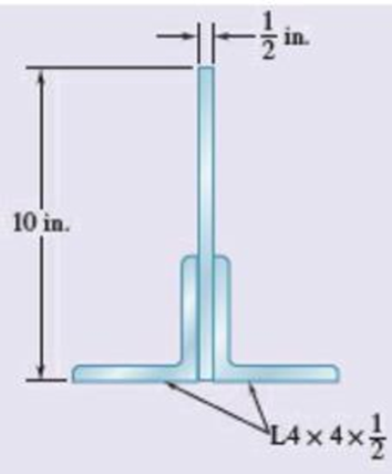 Chapter 9, Problem 9.190RP, Two L4  4  12-in. angles are welded to a steel plate as shown. Determine the moments of inertia of 