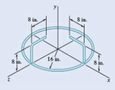 Chapter 9.5, Problem 9.146P, Aluminum wire with a weight per unit length of 0.033 lb/ft is used to form the circle and the 