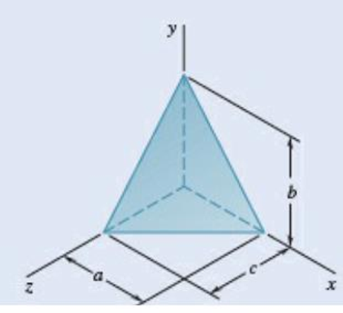 Chapter 9.6, Problem 9.162P, For the homogeneous tetrahedron of mass m shown, (a) determine by direct integration the mass 