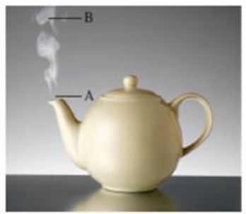 Chapter 12, Problem 12.92QP, The diagram shows a kettle of boiling water. Identify the phases in regions A and B. 
