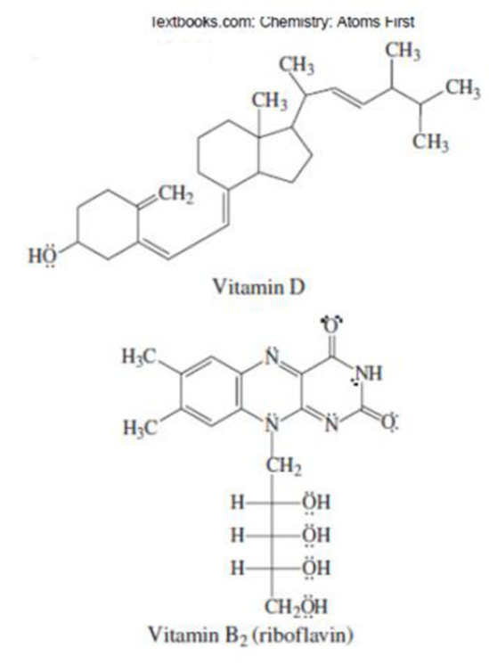 Chapter 13, Problem 13.38QP, Predict whether each vitamin will be water soluble or fat soluble. (Sec Problem 13.37.) 