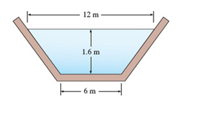 Chapter 13, Problem 47P, A trapezoidal channel with a bottom width of 6 m. free surface width of 12 m. and flow depth of 1.6 