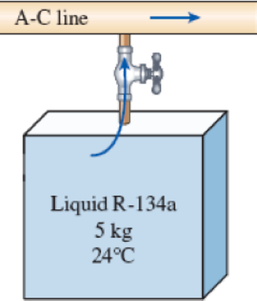 Chapter 5.5, Problem 121P, An air-conditioning system is to be filled from a rigid container that initially contains 5 kg of 
