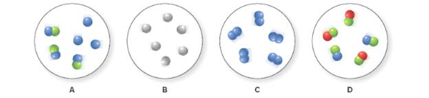 Chapter 1.3, Problem 1.4P, (a) Which representation(s) of molecular art illustrate pure elements? (b) Which representation(s) 