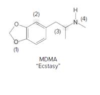 Chapter 11, Problem 11.35P, “Ecstasy” is a widely used illegal stimulant. Determine the shape around each indicated atom. 