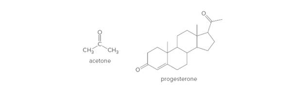 Chapter 16.3, Problem 16.7P, Acetone and progesterone are two ketones that occur naturally in the human body. Discuss the 