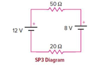Chapter 13, Problem 3SP, In the circuit shown, the 8-V battery is opposing the 12-V battery as they are positioned. The total 