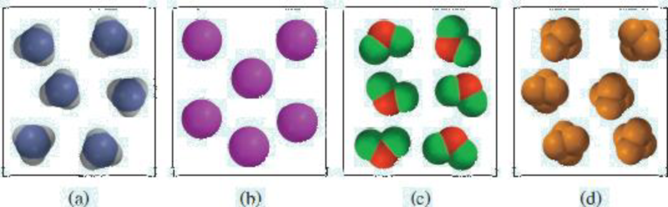 Chapter 1.4, Problem 1RCF, Which of the following diagrams represent elements and which represent compounds? Each color sphere 