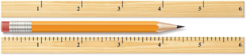 Chapter 1.8, Problem 1RCF, Give the length of the pencil with proper significant figures according to the two rulers you use 
