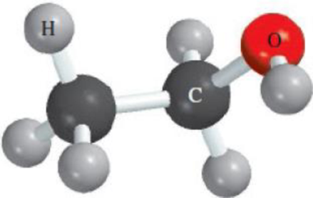 Chapter 2, Problem 2.50QP, Write the molecular formula of ethanol. The color codes are: black (carbon), red (oxygen), and gray 