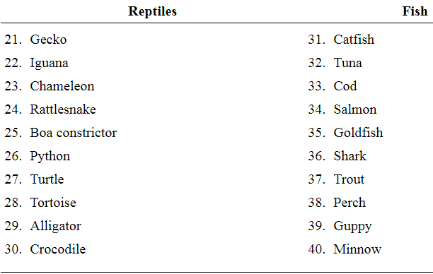 Chapter 1.1, Problem 22E, Exercises 21â€”24 refer to the population of animals in the following table. The population is , example  2