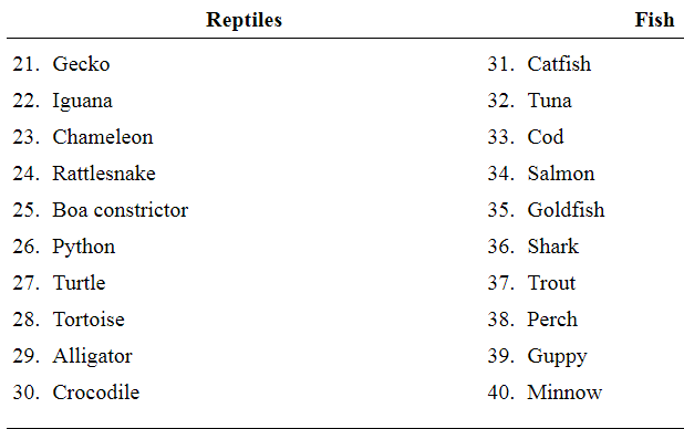 Chapter 1.1, Problem 23E, Exercises 21â€”24 refer to the population of animals in the following table. The population is , example  2