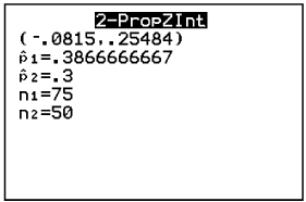 Chapter 10.2, Problem 21E, Interpret calculator display: The following TI-84 Plus calculator display presents a 95% confidence 