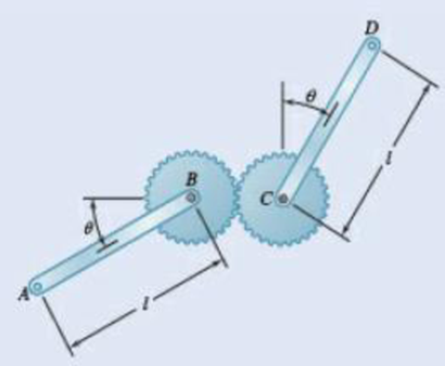 Chapter 10.2, Problem 10.70P, Two uniform rods, AB and CD, are attached to gears of equal radii as shown. Knowing that WAB = 8 lb 