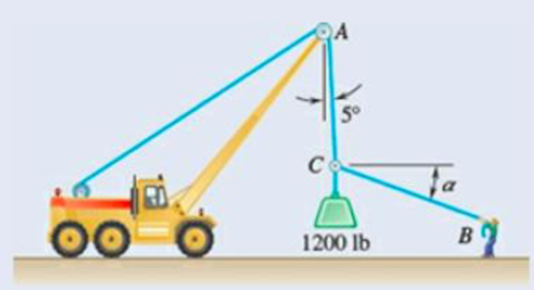 Chapter 2.3, Problem 2.48P, Knowing that  = 20, determine the tension (a) in cable AC, (b) in rope BC. Fig. P2.48 