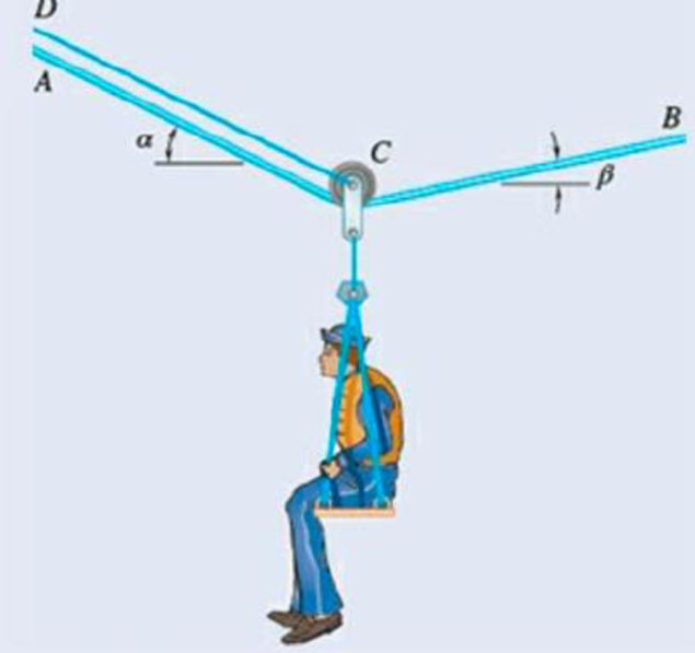 Chapter 2.3, Problem 2.56P, A sailor is being rescued using a boatswains chair that is suspended from a pulley that can roll 