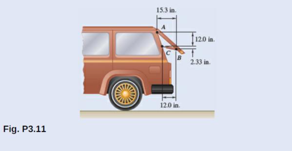 Chapter 3.1, Problem 3.11P, 3.11 and 3.12The tailgate of a car is supported by the hydraulic lift BC. If the lift exerts a 