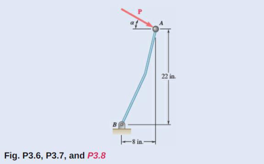 Chapter 3.1, Problem 3.6P, An 8-lb force P is applied to a shift lever. Determine the moment of P about B when  is equal to 25. 