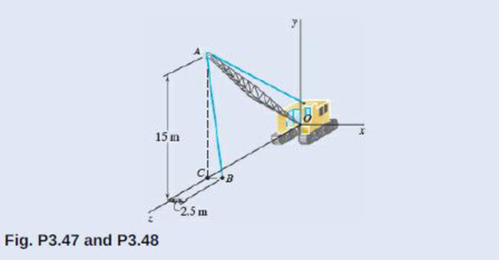 Chapter 3.2, Problem 3.47P, A crane is oriented so that the end of the 25-m boom AO lies in the yz plane. At the instant shown, 