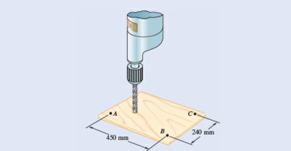 Chapter 3.3, Problem 3.74P, A piece of plywood in which several holes are being drilled successively has been secured to a 