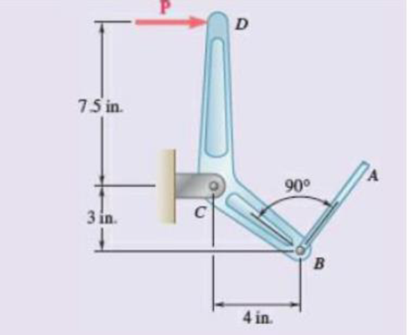 Chapter 4, Problem 4.143RP, The lever BCD is hinged at C and attached to a control rod at B. If P = 100 lb, determine (a) the 