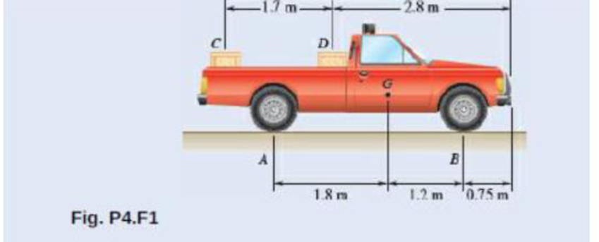 Chapter 4.1, Problem 4.1FBP, Two crates, each of mass 350 kg, are placed as shown in the bed of a 1400-kg pickup truck. Draw the 