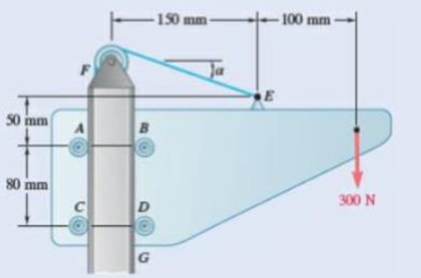 Chapter 4.1, Problem 4.39P, A movable bracket is held at rest by a cable attached at E and frictionless rollers. Knowing that 