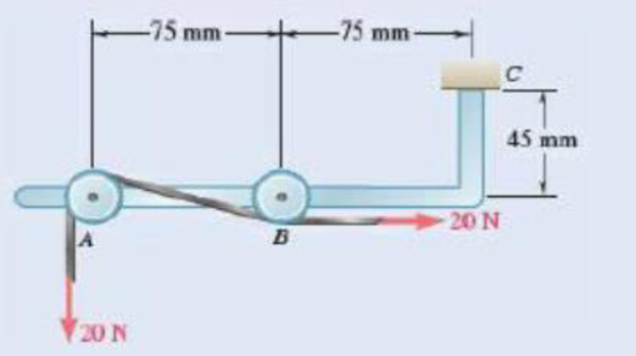 Chapter 4.1, Problem 4.4FBP, A tension of 20 N is maintained in a tape as it passes through the support system shown. Knowing 