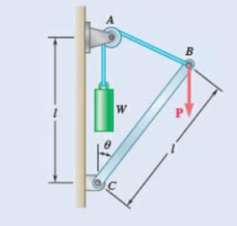 Chapter 4.1, Problem 4.55P, 4.54 and 4.55 A vertical load P is applied at end B of rod BC. (a) Neglecting weight of the rod, 