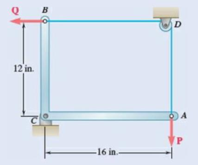 Chapter 4.2, Problem 4.77P, The L-shaped member ACB is supported by a pin and bracket at C and by an inextensible cord attached 