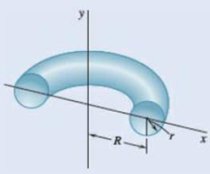 Chapter 5.2, Problem 5.55P, Determine the volume and the surface area of the half-torus shown. Fig. P5.55 