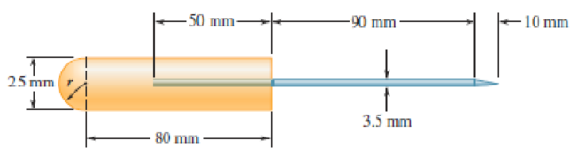 Chapter 5.4, Problem 5.118P, A scratch awl has a plastic handle and a steel blade and shank. Knowing that the density of plastic 