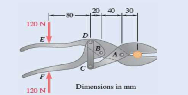 Chapter 6.4, Problem 6.148P, The upper blade and lower handle of the compound-lever shears are pin-connected to the main element 