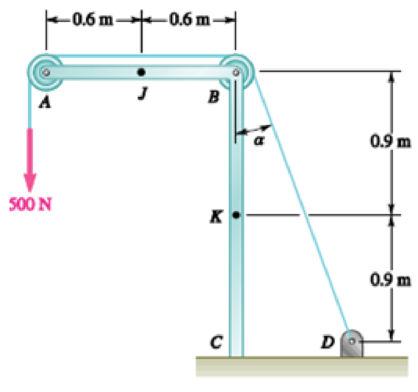 Chapter 7, Problem 7.157RP, Knowing that the radius of each pulley is 150 mm, that  = 20, and neglecting friction, determine the 