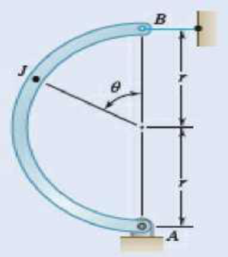 Chapter 7.1, Problem 7.25P, A semicircular rod of weight W and uniform cross section is supported as shown. Determine the 