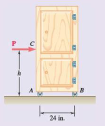 Chapter 8, Problem 8.136RP, A 120-lb cabinet is mounted on casters that can be locked to prevent their rotation. The coefficient 