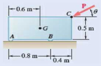 Chapter 8.1, Problem 8.28P, The machine base shown has a mass of 75 kg and is fitted with skids at A and B. The coefficient of 