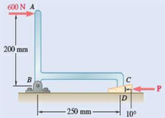 Chapter 8.2, Problem 8.49P, Solve Prob. 8.48 assuming that the wedge is moved to the right. 8.48 The machine part ABC is 