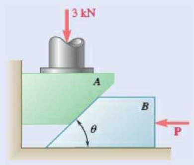 Chapter 8.2, Problem 8.55P, Block A supports a pipe column and rests as shown on wedge B. Knowing that the coefficient of static 