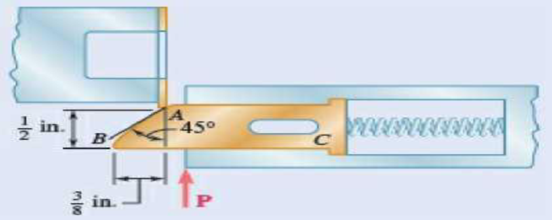 Chapter 8.2, Problem 8.60P, The spring of the door latch has a constant of 1.8 lb/in., and in the position shown exerts a 0.6-lb 