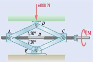 Chapter 8.2, Problem 8.73P, For the jack of Prob. 8.72, determine the magnitude of the couple M that must be applied to lower 