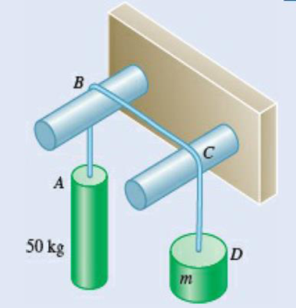 Chapter 8.4, Problem 8.105P, Two cylinders are connected by a rope that passes over two fixed rods as shown. Knowing that the 