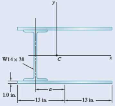 Chapter 9.2, Problem 9.56P, Two steel plates are welded to a rolled W section as indicated. Knowing that the centroidal moments 