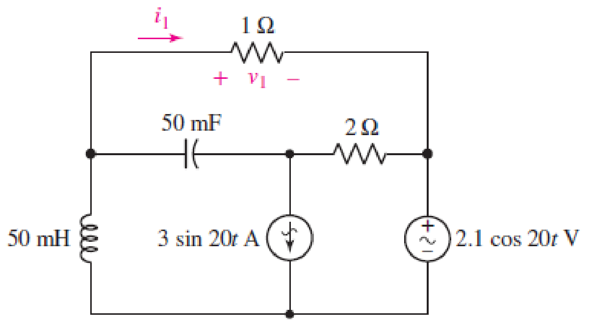 Chapter 10, Problem 68E, Determine the individual contribution of each source in Fig. 10.72 to the voltage v1(t).  FIGURE 