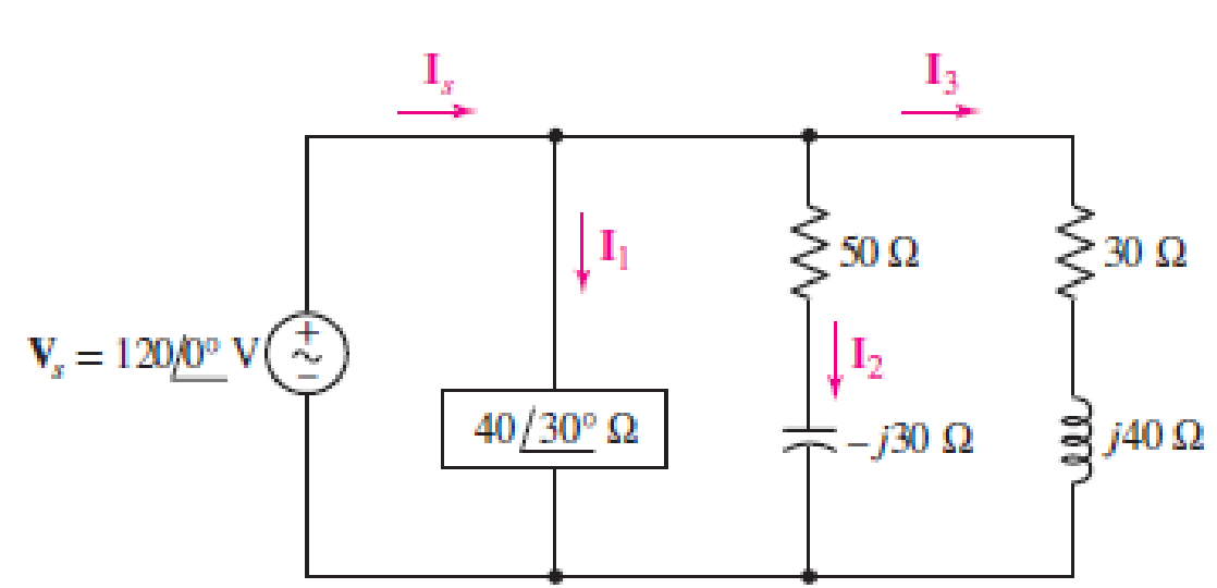 Chapter 10, Problem 74E, In the circuit of Fig. 10.77, (a) find values for I1, I2, and I3. (b) Show Vs, I1, I2, and I3 on a 