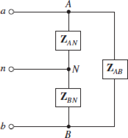 Chapter 12, Problem 43E, (a) Is the load represented in Fig. 12.41 considered a three-phase load? Explain. (b) If ZAN = 1  j7 , example  2