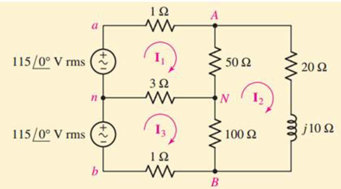 Chapter 12.2, Problem 3P, Modify Fig. 12.9 by adding a 1.5  resistance to each of the two outer lines, and a 2.5  resistance 
